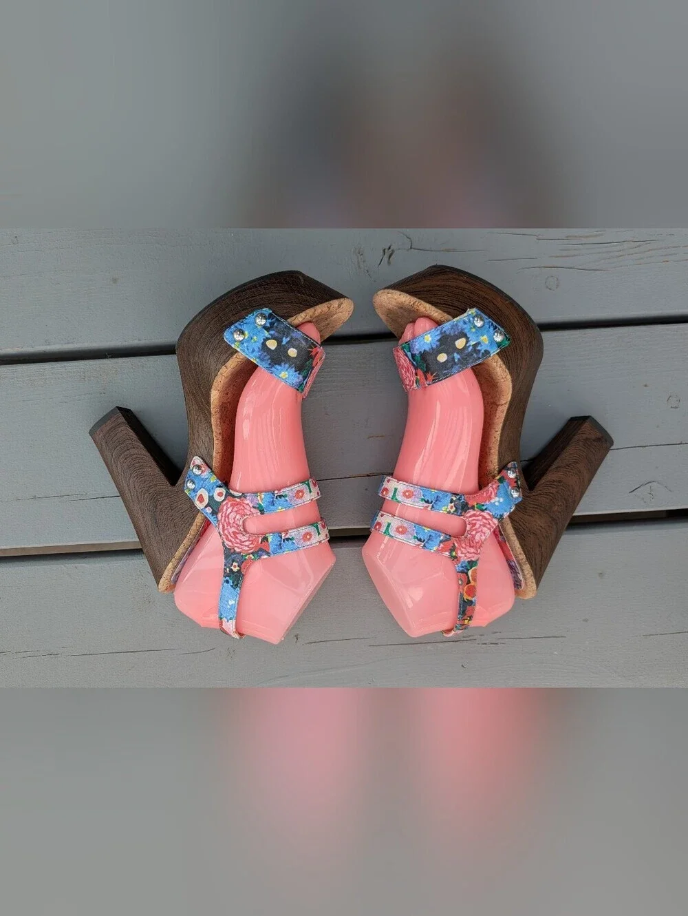 Gianni Bini Floral Platform Heels - Pink & Blue Woman's 7.5